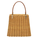 Salvatore Ferragamo Gancini Hand Bag Wicker Beige Gold Auth 139130V-3