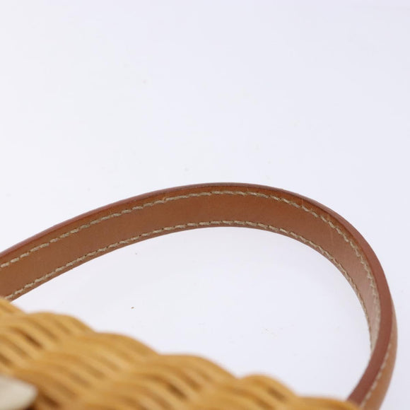 Salvatore Ferragamo Gancini Hand Bag Wicker Beige Gold Auth 139130V