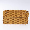 Salvatore Ferragamo Gancini Hand Bag Wicker Beige Gold Auth 139130V-9