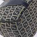 FENDI Zucchino Canvas Tote Bag Navy Silver Auth 139133-14