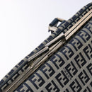 FENDI Zucchino Canvas Tote Bag Navy Silver Auth 139133-11