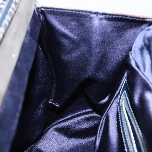 FENDI Zucchino Canvas Tote Bag Navy Silver Auth 139133