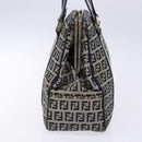 FENDI Zucchino Canvas Tote Bag Navy Silver Auth 139133-3