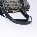 FENDI Zucchino Canvas Tote Bag Navy Silver Auth 139133-7