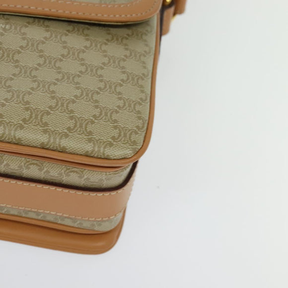 CELINE Macadam Canvas Shoulder Bag Beige Gold Auth 139137