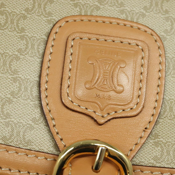 CELINE Macadam Canvas Shoulder Bag Beige Gold Auth 139137