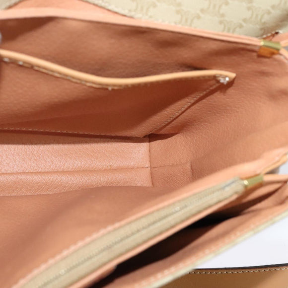 CELINE Macadam Canvas Shoulder Bag Beige Gold Auth 139137