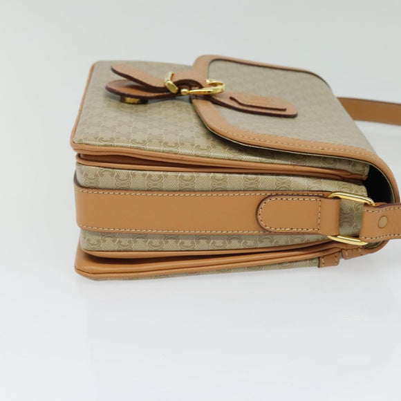 CELINE Macadam Canvas Shoulder Bag Beige Gold Auth 139137