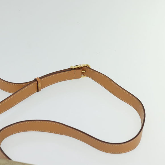 CELINE Macadam Canvas Shoulder Bag Beige Gold Auth 139137