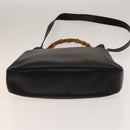 GUCCI Bamboo Shoulder Bag Leather 2way Black Gold 001 1998 1577 Auth 139142-5