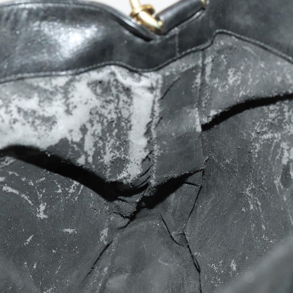 GUCCI Bamboo Shoulder Bag Leather 2way Black Gold 001 1998 1577 Auth 139142