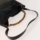 GUCCI Bamboo Shoulder Bag Leather 2way Black Gold 001 1998 1577 Auth 139142-7