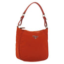 PRADA Shoulder Bag Nylon Orange Silver Auth 139153-1