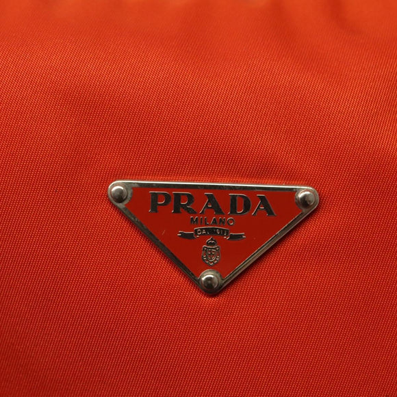PRADA Shoulder Bag Nylon Orange Silver Auth 139153