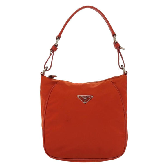 PRADA Shoulder Bag Nylon Orange Silver Auth 139153