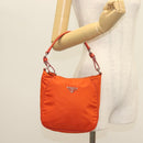 PRADA Shoulder Bag Nylon Orange Silver Auth 139153-22