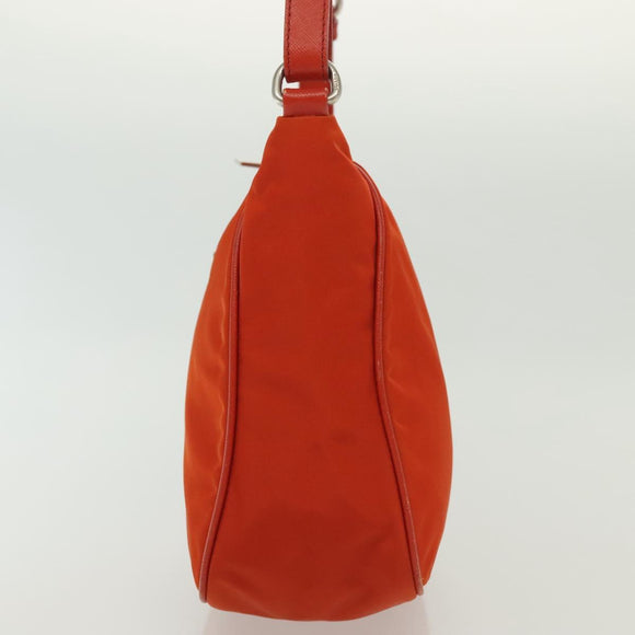 PRADA Shoulder Bag Nylon Orange Silver Auth 139153