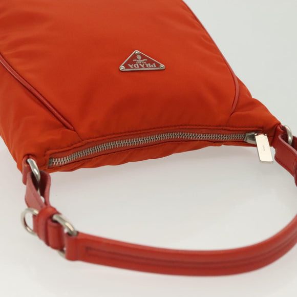 PRADA Shoulder Bag Nylon Orange Silver Auth 139153