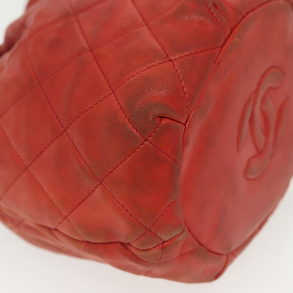 CHANEL Matelasse Chain Shoulder Bag Lamb Skin Orange Gold CC Auth 139155