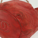 CHANEL Matelasse Chain Shoulder Bag Lamb Skin Orange Gold CC Auth 139155-11