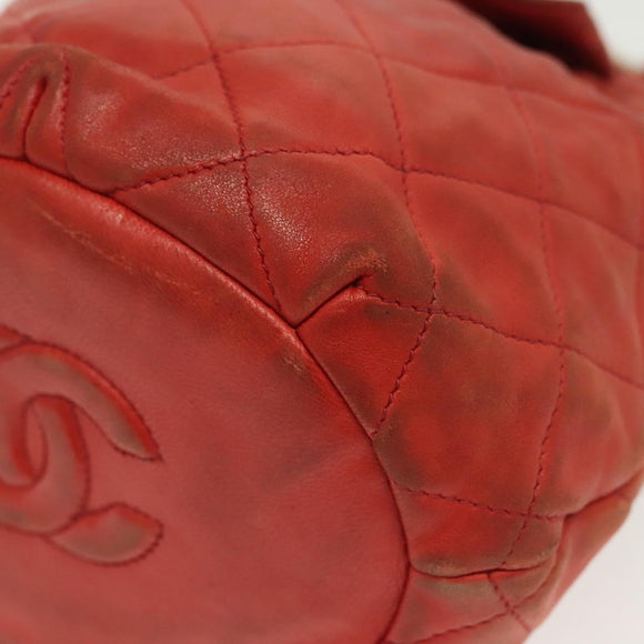 CHANEL Matelasse Chain Shoulder Bag Lamb Skin Orange Gold CC Auth 139155