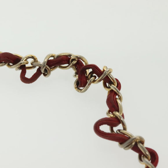 CHANEL Matelasse Chain Shoulder Bag Lamb Skin Orange Gold CC Auth 139155