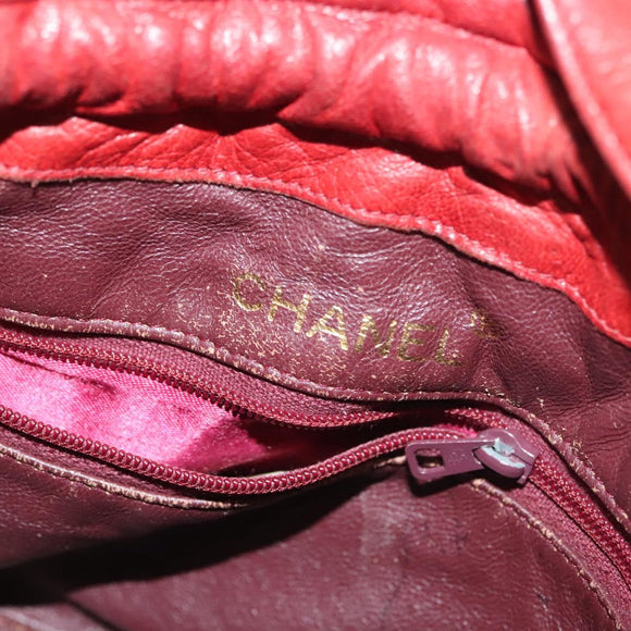 CHANEL Matelasse Chain Shoulder Bag Lamb Skin Orange Gold CC Auth 139155