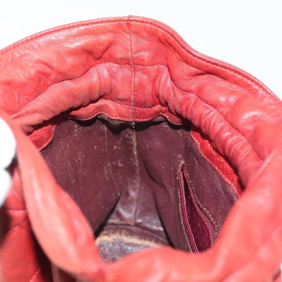 CHANEL Matelasse Chain Shoulder Bag Lamb Skin Orange Gold CC Auth 139155