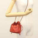 CHANEL Matelasse Chain Shoulder Bag Lamb Skin Orange Gold CC Auth 139155-23