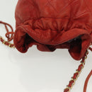 CHANEL Matelasse Chain Shoulder Bag Lamb Skin Orange Gold CC Auth 139155-6