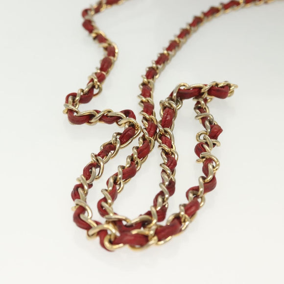 CHANEL Matelasse Chain Shoulder Bag Lamb Skin Orange Gold CC Auth 139155