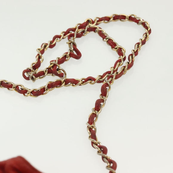 CHANEL Matelasse Chain Shoulder Bag Lamb Skin Orange Gold CC Auth 139155