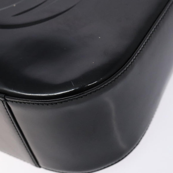 GUCCI Interlocking Shoulder Bag Enamel Black Silver 007 2113 0250 Auth 139156