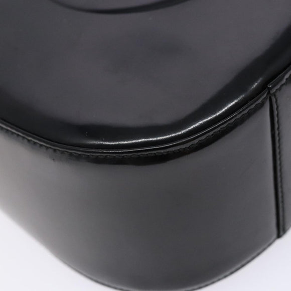 GUCCI Interlocking Shoulder Bag Enamel Black Silver 007 2113 0250 Auth 139156