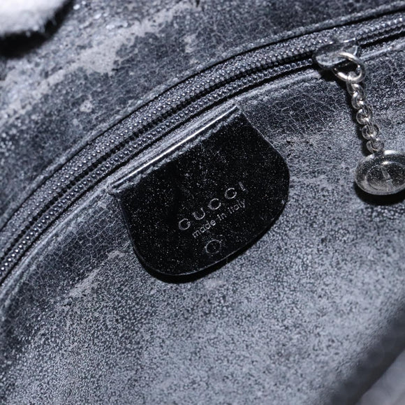 GUCCI Interlocking Shoulder Bag Enamel Black Silver 007 2113 0250 Auth 139156