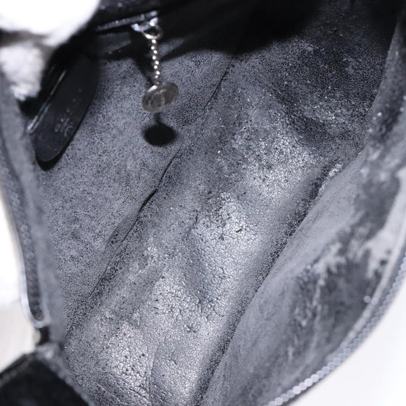 GUCCI Interlocking Shoulder Bag Enamel Black Silver 007 2113 0250 Auth 139156