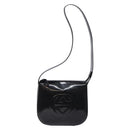 GUCCI Interlocking Shoulder Bag Enamel Black Silver 007 2113 0250 Auth 139156-2