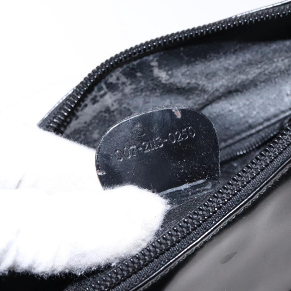 GUCCI Interlocking Shoulder Bag Enamel Black Silver 007 2113 0250 Auth 139156