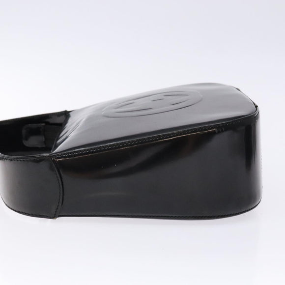 GUCCI Interlocking Shoulder Bag Enamel Black Silver 007 2113 0250 Auth 139156