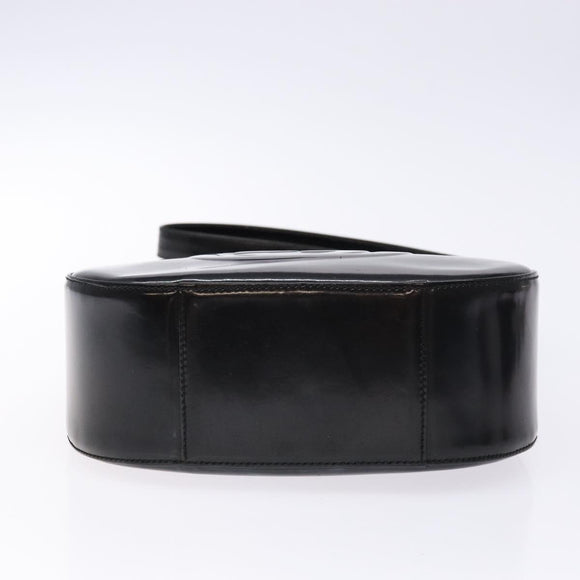 GUCCI Interlocking Shoulder Bag Enamel Black Silver 007 2113 0250 Auth 139156