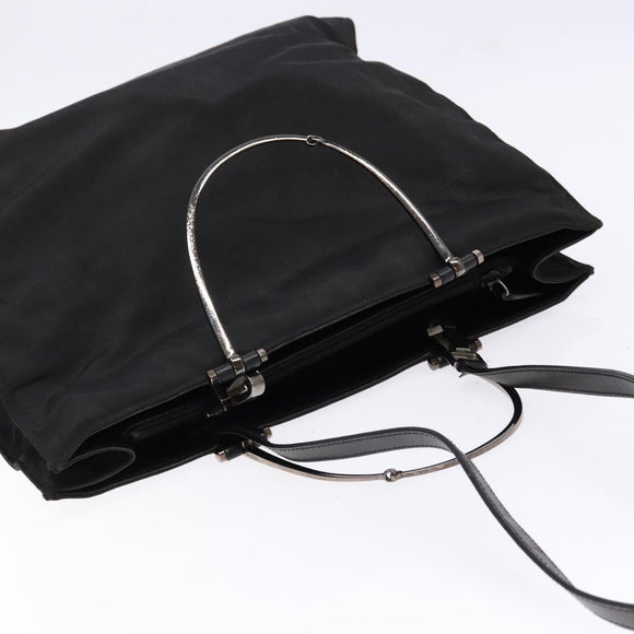 GUCCI Hand Bag Nylon 2way Black Silver 002 1028 2684 Auth 139157