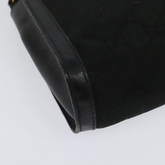 GUCCI GG Canvas Web Sherry Line Shoulder Bag Black Gold 37 04 3657 Auth 139159