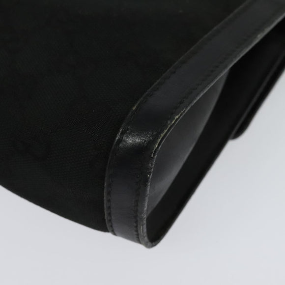 GUCCI GG Canvas Web Sherry Line Shoulder Bag Black Gold 37 04 3657 Auth 139159