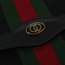 GUCCI GG Canvas Web Sherry Line Shoulder Bag Black Gold 37 04 3657 Auth 139159-18