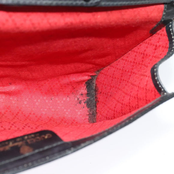 GUCCI GG Canvas Web Sherry Line Shoulder Bag Black Gold 37 04 3657 Auth 139159