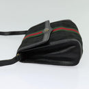 GUCCI GG Canvas Web Sherry Line Shoulder Bag Black Gold 37 04 3657 Auth 139159-3