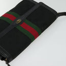 GUCCI GG Canvas Web Sherry Line Shoulder Bag Black Gold 37 04 3657 Auth 139159-6