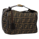 FENDI Zucca Canvas Vanity Pouch Black Brown Auth 139161-1