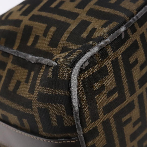 FENDI Zucca Canvas Vanity Pouch Black Brown Auth 139161