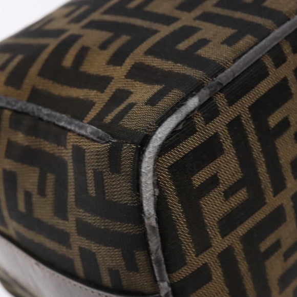 FENDI Zucca Canvas Vanity Pouch Black Brown Auth 139161